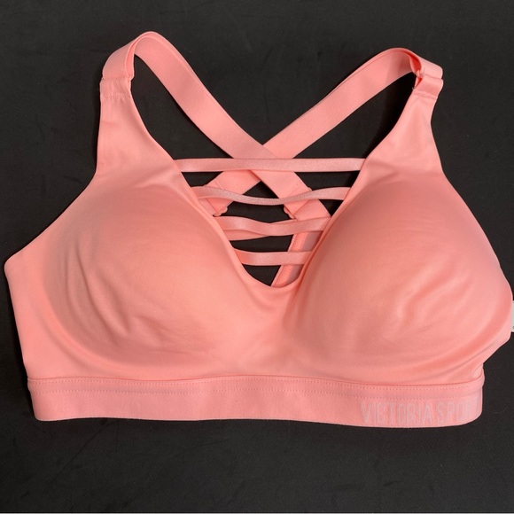 Victorias Secret Incredible Lightweight Sports Bra Pink Peach 32C Medium Support - Picture 2 of 8